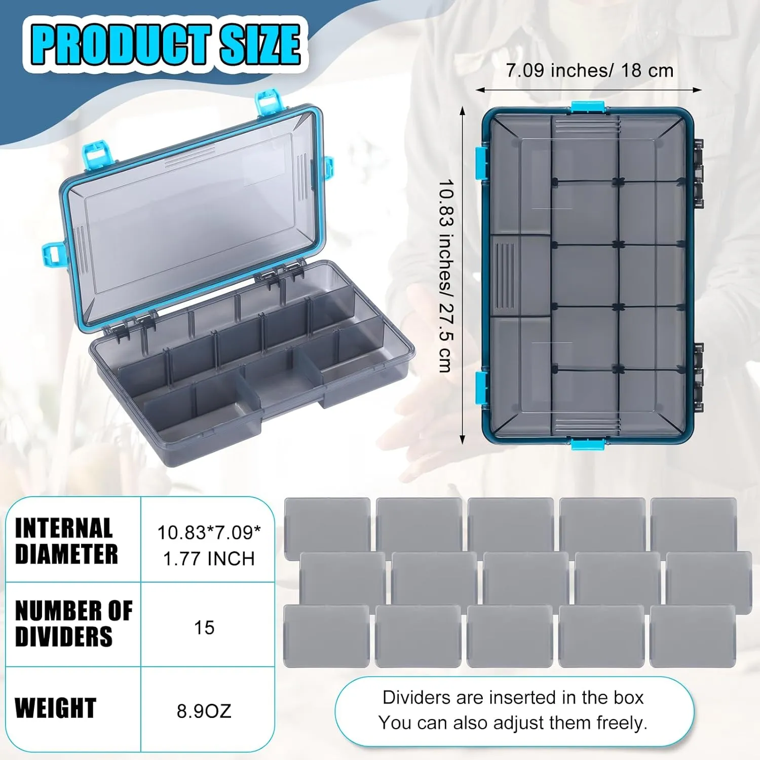 Fishing Tackle Boxes Waterproof 3600 Tackle Trays with Removable Dividers Plastic Storage Organizer Bait Vault Camouflage Box for Freshwater Saltwater