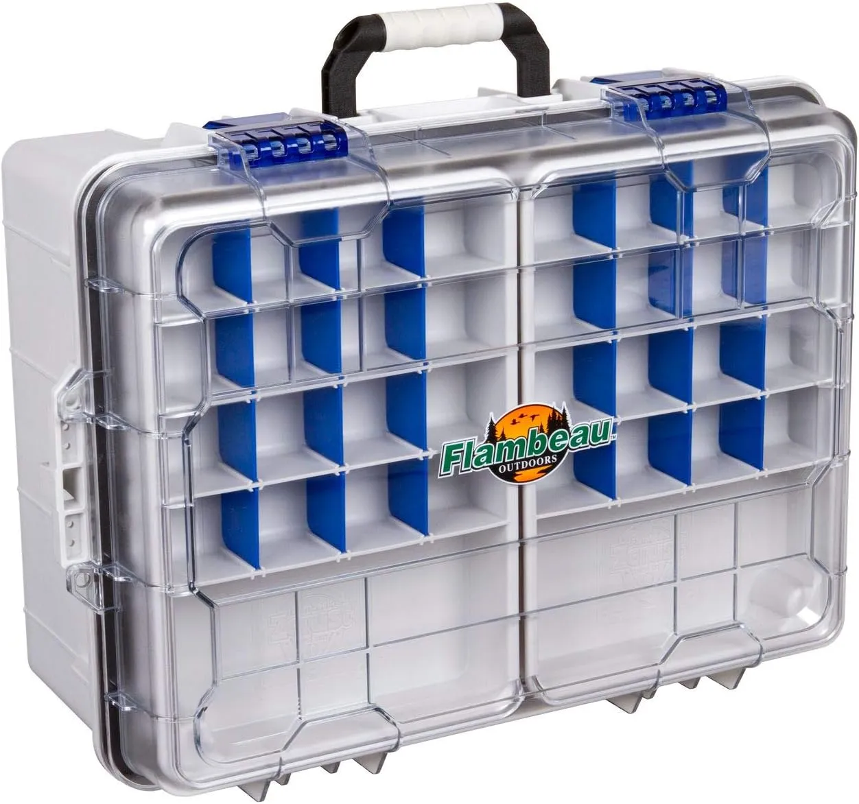 Flambeau Outdoors 4000WPNC Waterproof Satchel 4000, Portable Waterproof Tackle Box with Trays, Gray/Clear