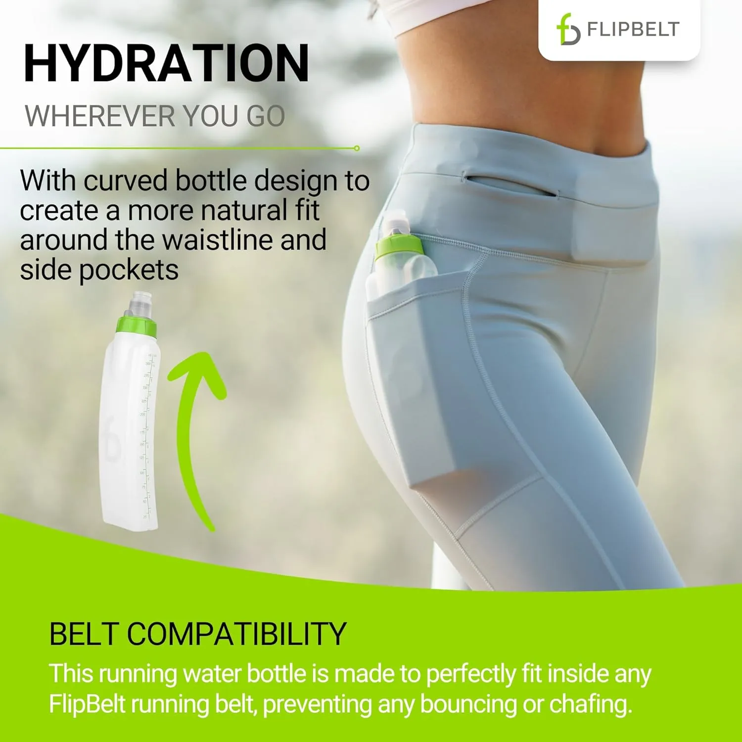 FlipBelt Portable Lightweight Running Water Bottle