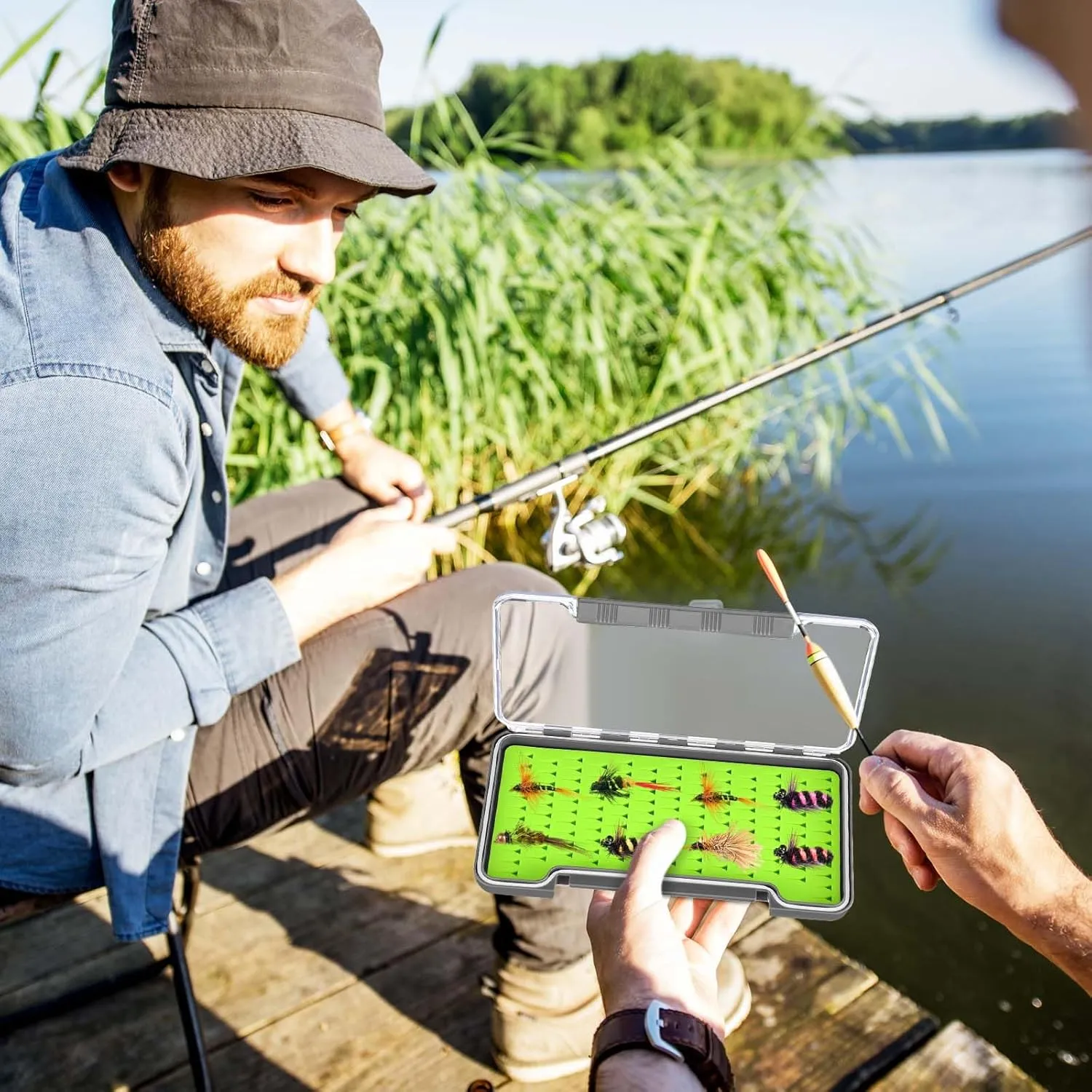 Fly Boxes for Fly Fishing Silicone Waterproof Fly Fishing Box Super Slim Fly Fishing Tackle Trays Box Best Pocket Storage Size 7.36"L x 0.63"W x 4.02"H Could Holds 134 flies(Waterproof)