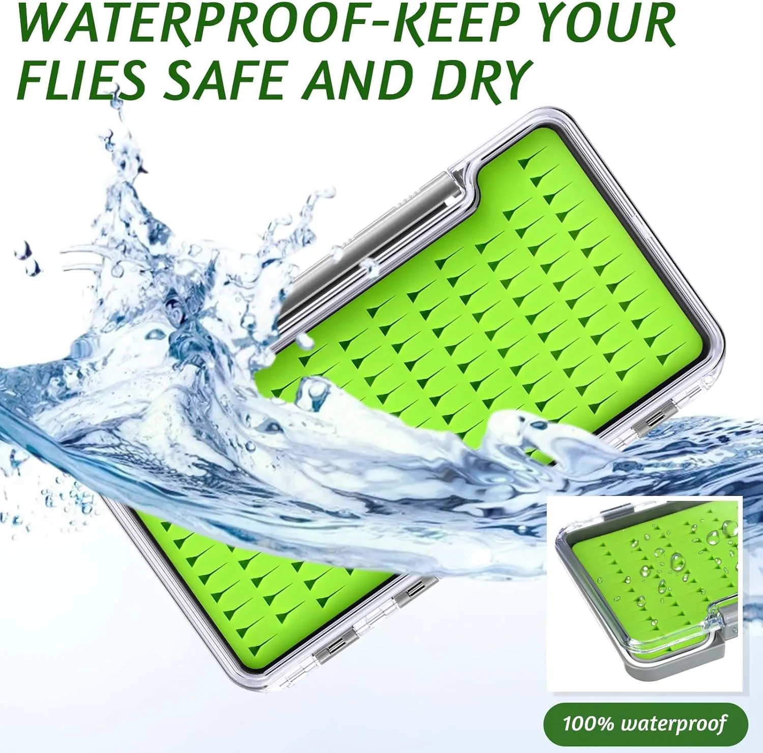Fly Boxes for Fly Fishing Silicone Waterproof Fly Fishing Box Super Slim Fly Fishing Tackle Trays Box Best Pocket Storage Size 7.36"L x 0.63"W x 4.02"H Could Holds 134 flies(Waterproof)