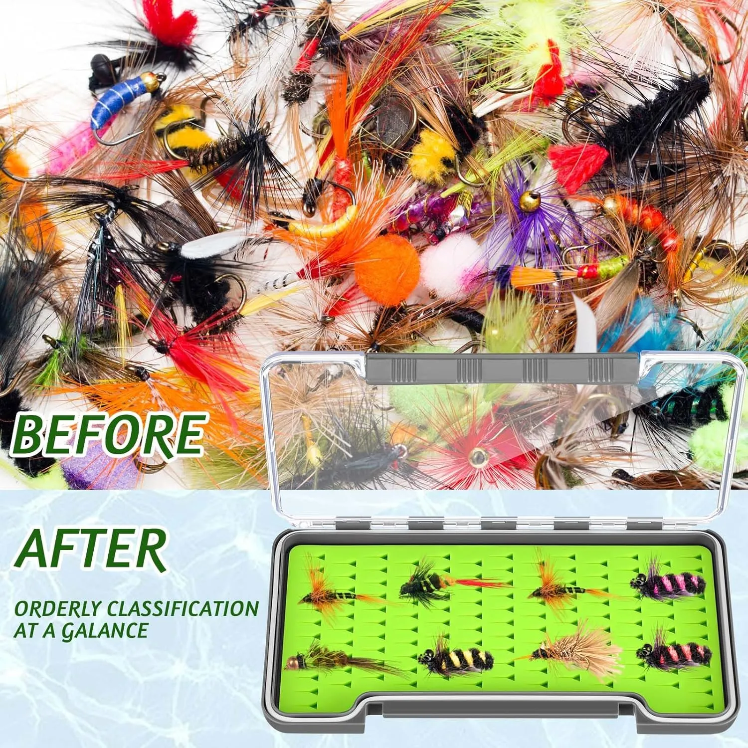 Fly Boxes for Fly Fishing Silicone Waterproof Fly Fishing Box Super Slim Fly Fishing Tackle Trays Box Best Pocket Storage Size 7.36"L x 0.63"W x 4.02"H Could Holds 134 flies(Waterproof)