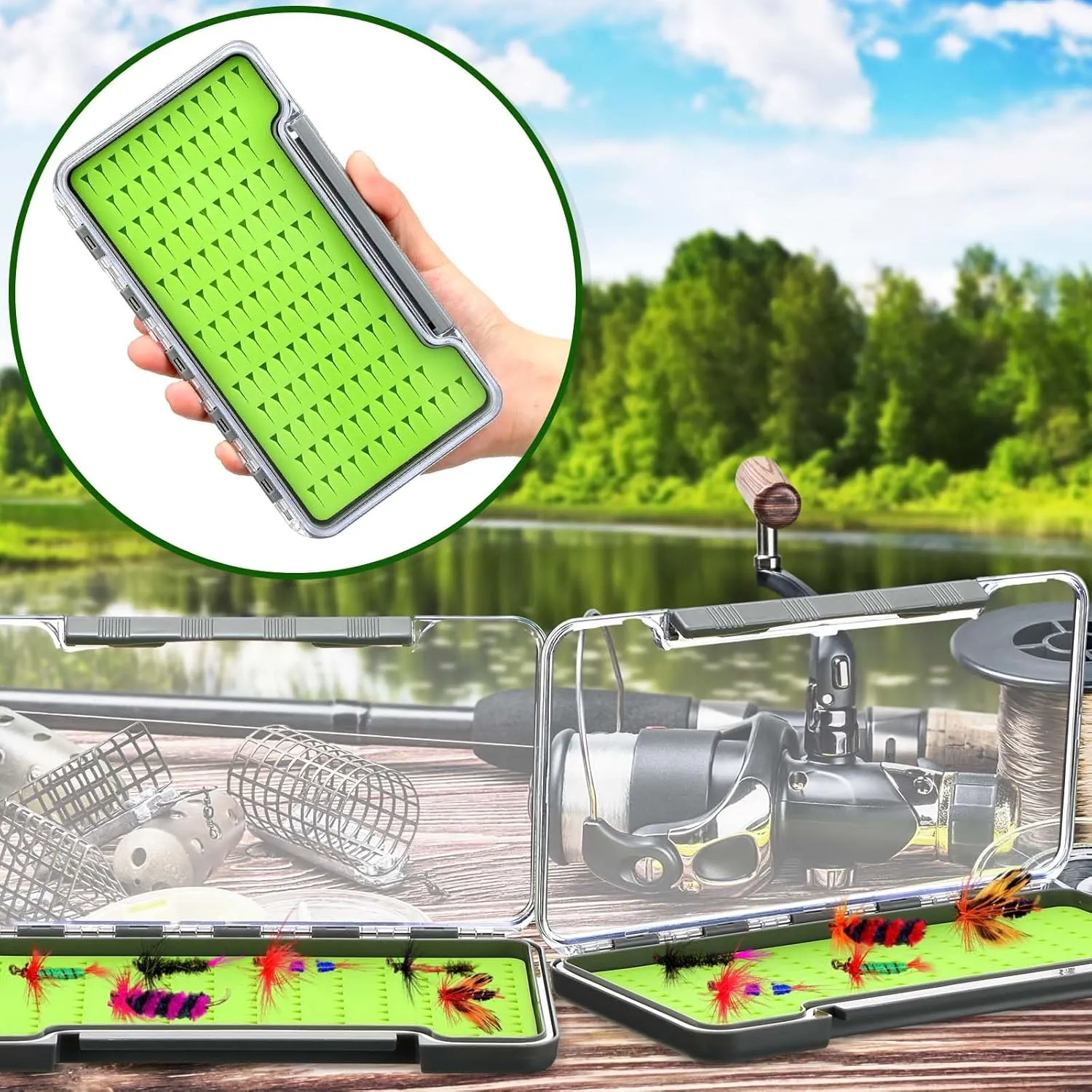 Fly Boxes for Fly Fishing Silicone Waterproof Fly Fishing Box Super Slim Fly Fishing Tackle Trays Box Best Pocket Storage Size 7.36"L x 0.63"W x 4.02"H Could Holds 134 flies(Waterproof)