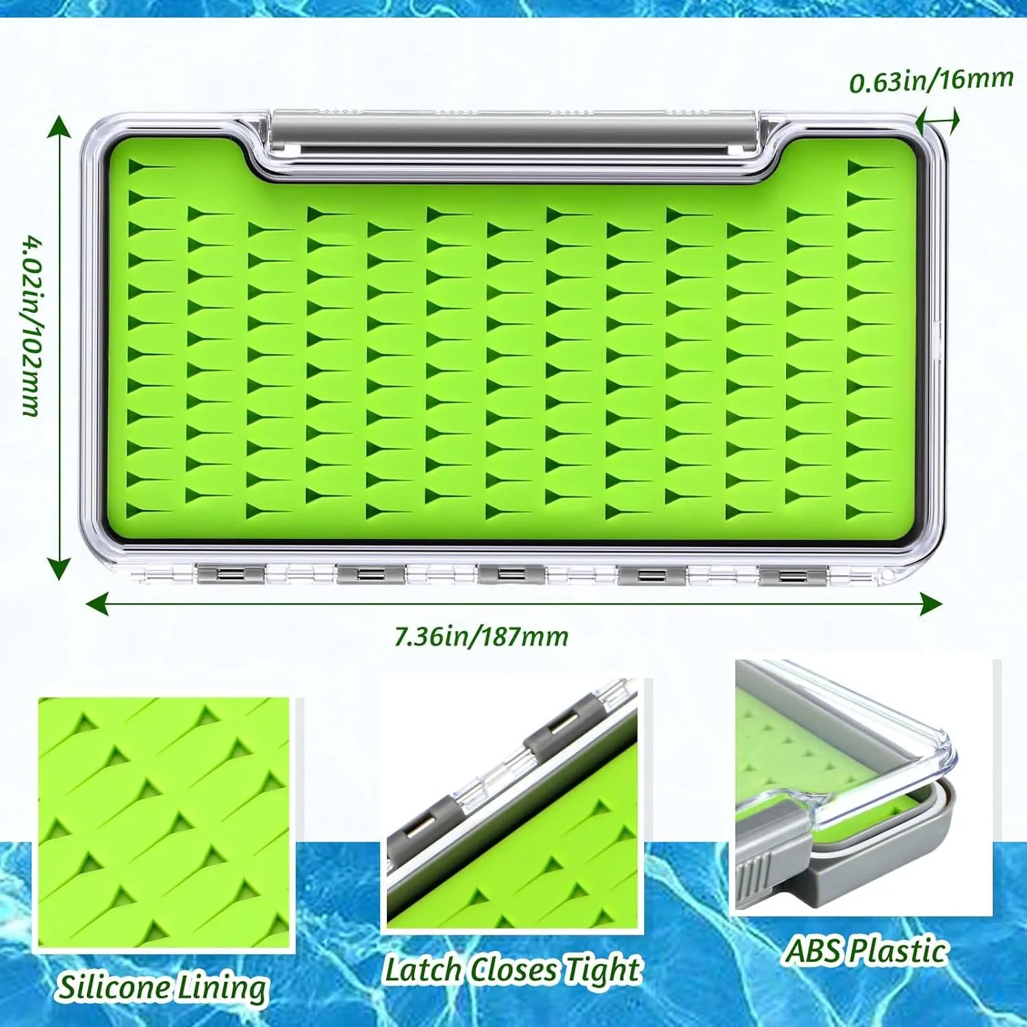 Fly Boxes for Fly Fishing Silicone Waterproof Fly Fishing Box Super Slim Fly Fishing Tackle Trays Box Best Pocket Storage Size 7.36"L x 0.63"W x 4.02"H Could Holds 134 flies(Waterproof)
