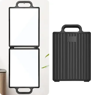 Foldable Backstage Hanging Mirror 10 * 29.1inch Large Folding Mirror with Handle for Dance Bag Dancers and Artists Aestheticians Home Spa Events (Black)