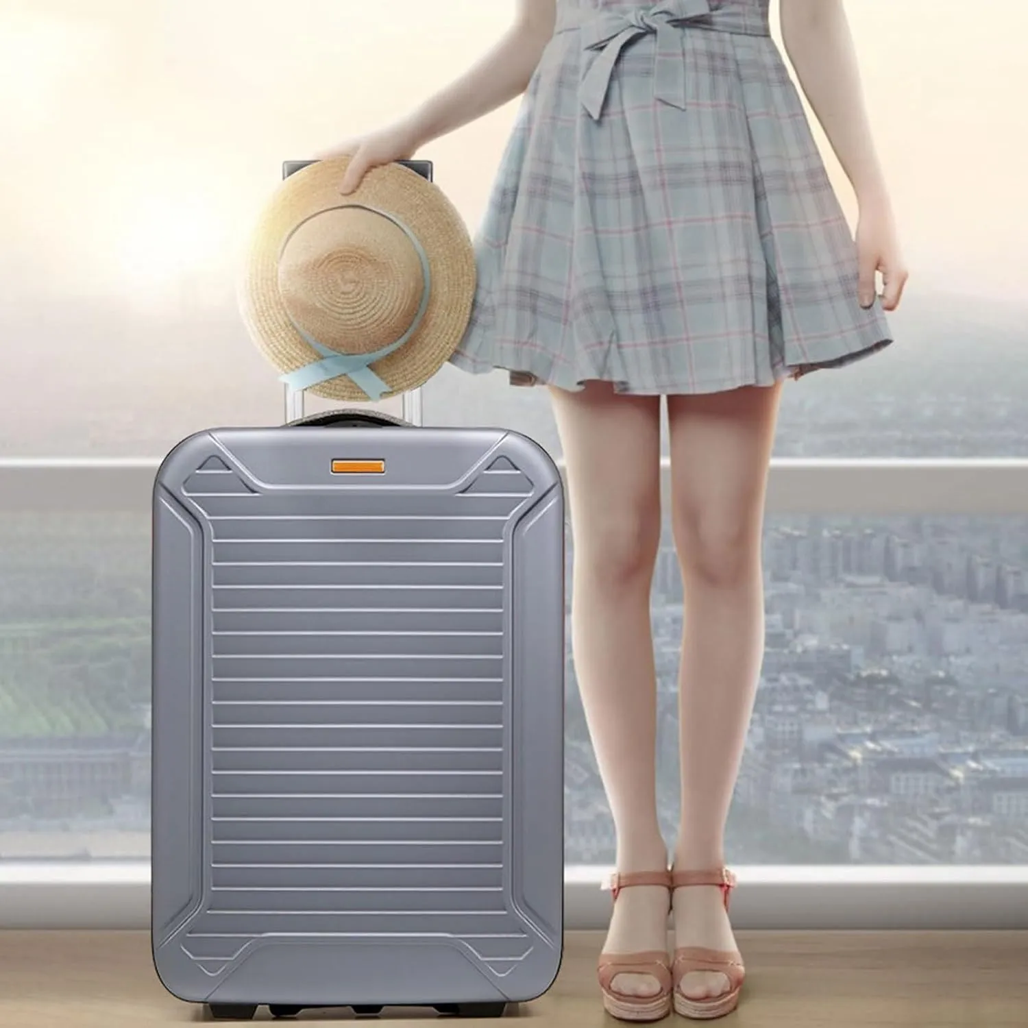 Foldable Luggage, Space Separation Design, Large Capacity Hand Suitcase,Resistant To Drop And Pressure, Hard Shell Storage Box (Color : Blue, Size : 20inch)