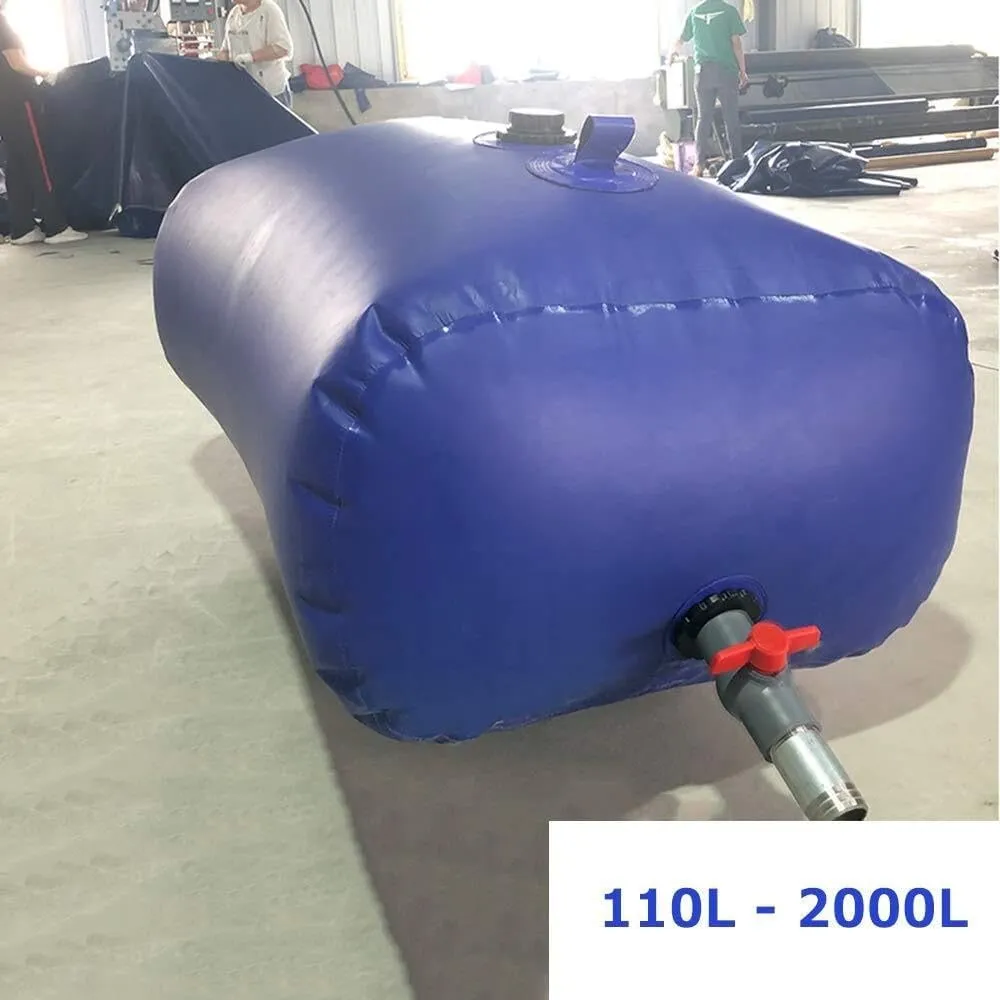 Foldable PVC Rain Barrel Water Storage Bag with Faucet, Large Capacity Gardening & Emergency Water Tank (110L-1000L)(500L(132gal))