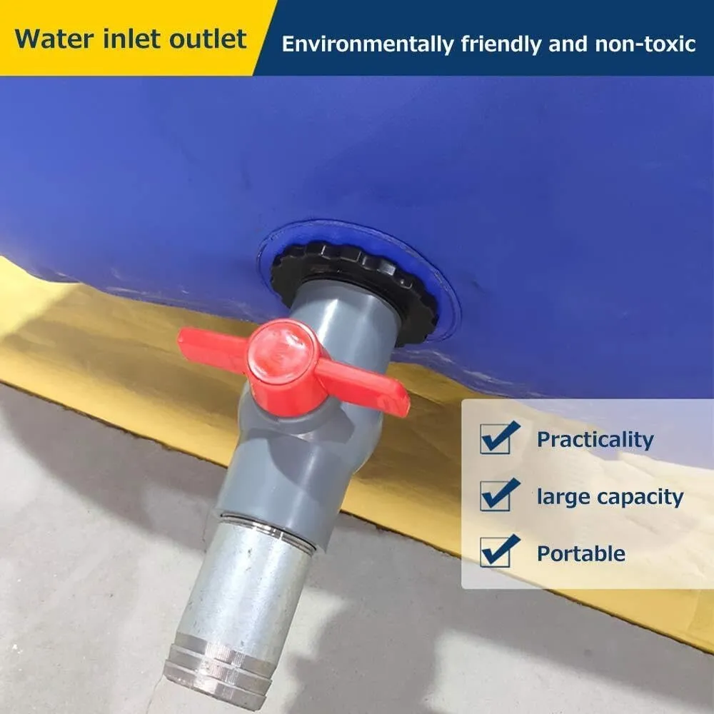 Foldable PVC Rain Barrel Water Storage Bag with Faucet, Large Capacity Gardening & Emergency Water Tank (110L-1000L)(500L(132gal))