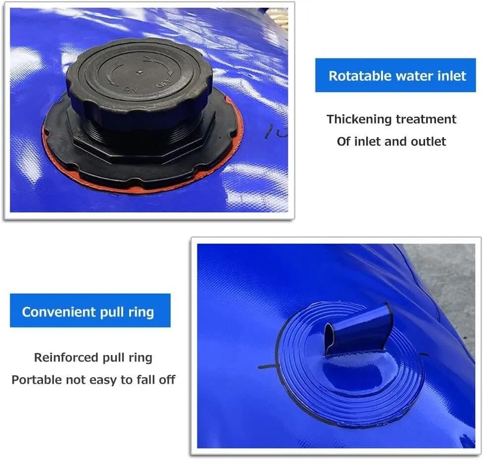 Foldable PVC Water Storage Bag with Faucet, Large Capacity Rain Barrel for Gardening, Emergency Water Tank (350L-2100L)(1300L(343gal))