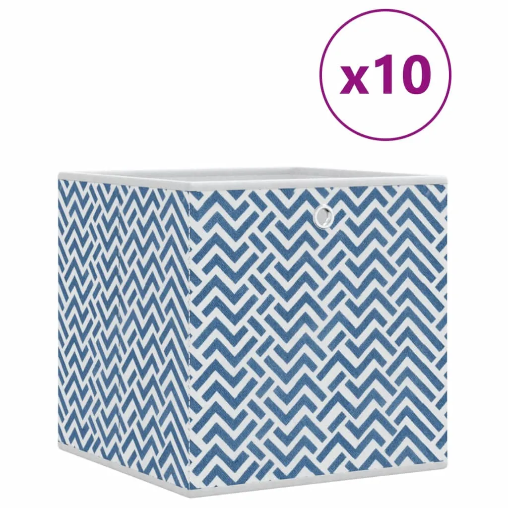 Foldable Storage Boxes 10 pcs Blue 32x32x32 cm Non-woven Fabric