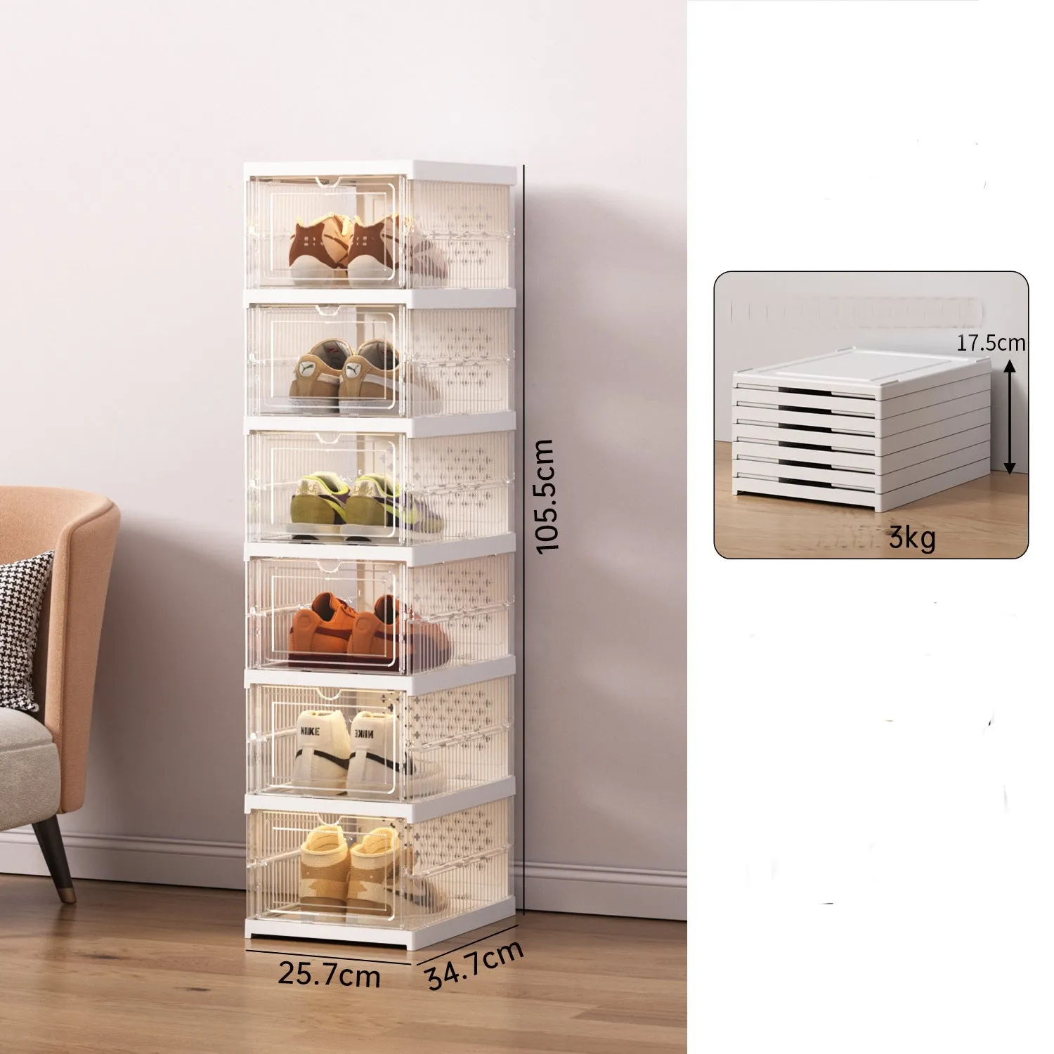 Foldable Storage Shoe Box - 6 Layers