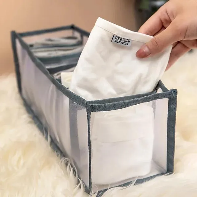 Foldable Underwear Storage Box Magic Mesh Transparent Plaid Fabric