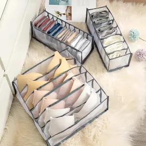Foldable Underwear Storage Box Magic Mesh Transparent Plaid Fabric