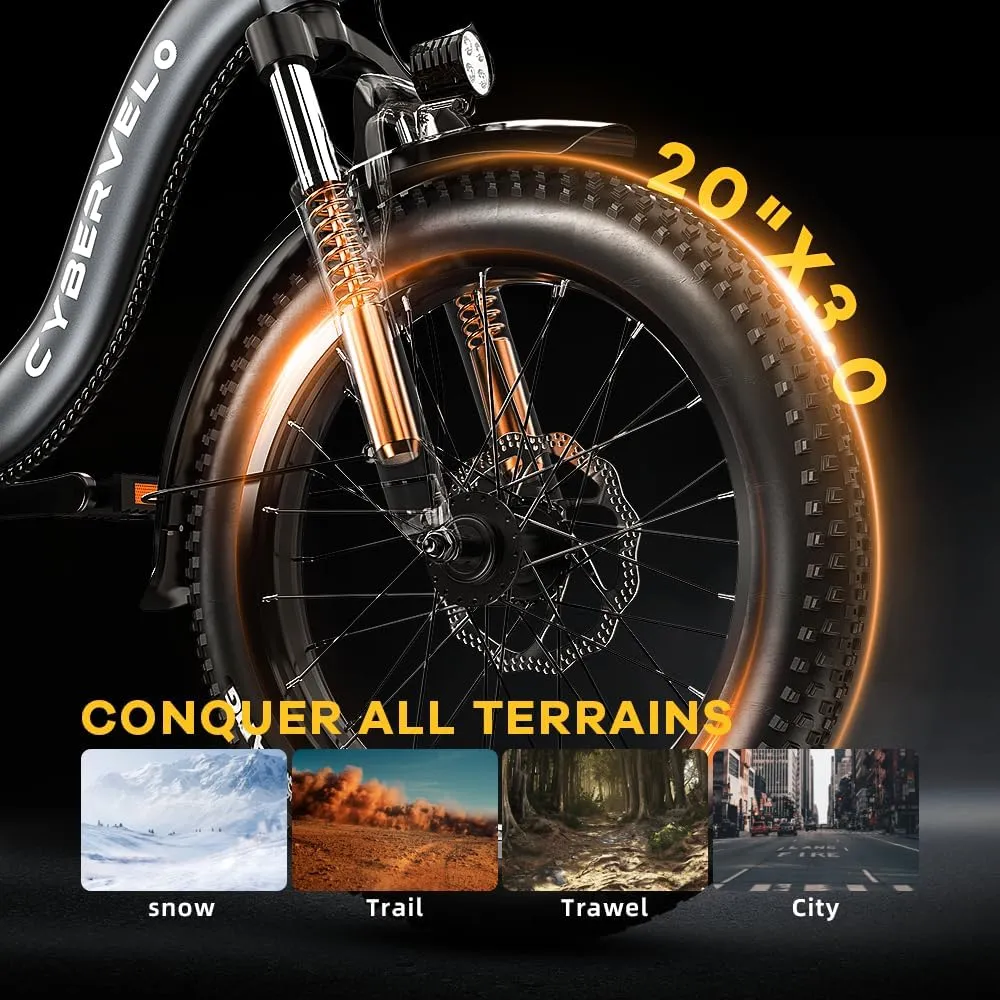 Folding Electric Bike for Adults – 1000W Motor, 20"x3" Fat Tire, 48V Removable Battery, All-Terrain E-Bike with 7-Speed, Front Suspension – Powerful Foldable Ebike for Commuter