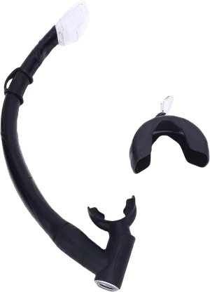 Folding Freediving Snorkel Tube, Roll Up Snorkel Portable 2 in 1 Silicone for Diving (Black)
