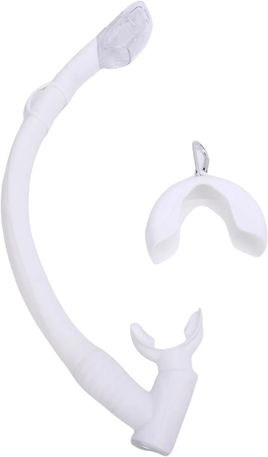 Folding Freediving Snorkel Tube, Roll Up Snorkel Portable 2 in 1 Silicone for Diving (White)