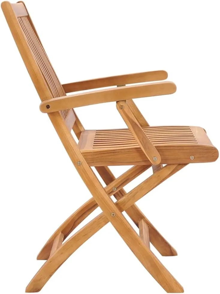 Folding Patio Chairs 2 pcs Solid Teak Wood Outdoor Chairs, Foldable Garden Dining Chairs, Weather Resistant Teak Patio Furniture for Balcony, Garden, Beach, and Lawn
