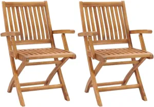 Folding Patio Chairs 2 pcs Solid Teak Wood Outdoor Chairs, Foldable Garden Dining Chairs, Weather Resistant Teak Patio Furniture for Balcony, Garden, Beach, and Lawn