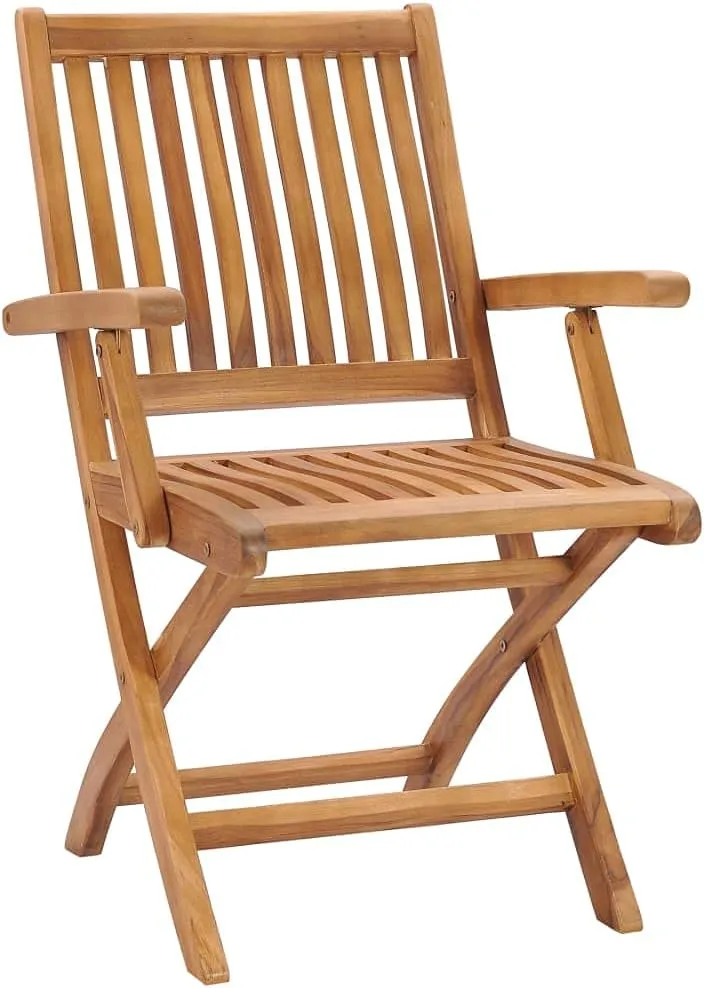 Folding Patio Chairs 2 pcs Solid Teak Wood Outdoor Chairs, Foldable Garden Dining Chairs, Weather Resistant Teak Patio Furniture for Balcony, Garden, Beach, and Lawn
