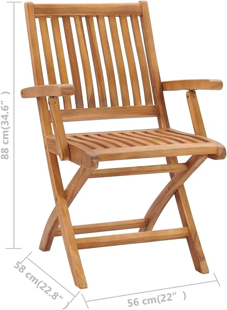 Folding Patio Chairs 2 pcs Solid Teak Wood Outdoor Chairs, Foldable Garden Dining Chairs, Weather Resistant Teak Patio Furniture for Balcony, Garden, Beach, and Lawn