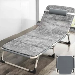 Folding Portable Bed, Sleeping Cots for Adults with Mattress and Pillow, Ergonomic Design, 4-Level Backrest Adjustment, Washable Design, no Installation Required(Style1-56x176)