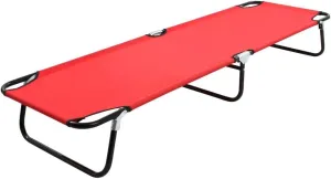 Folding Sun Lounger Red Steel 1Ps