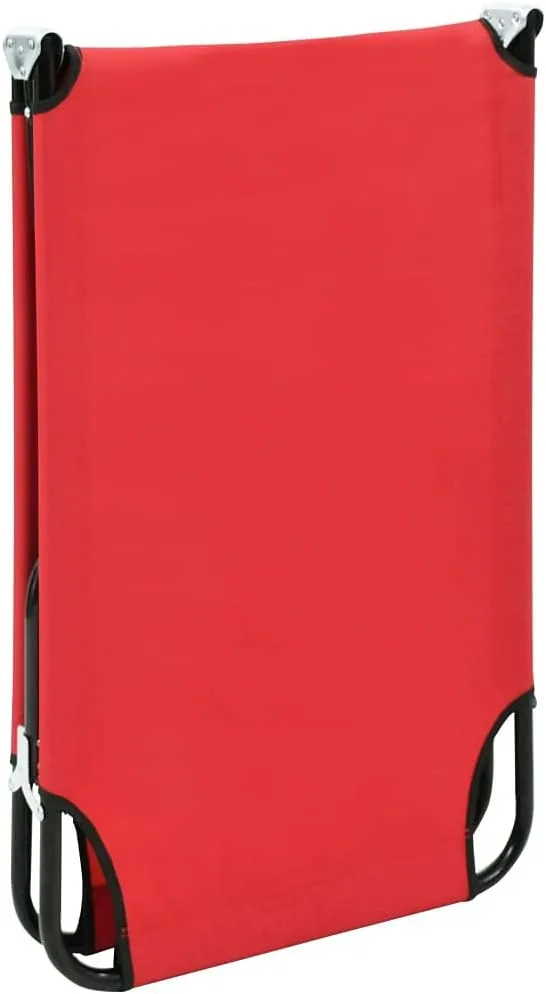 Folding Sun Lounger Red SteelLuxury Sun Loungers with Adjustable Backrest and Cushioned Seat