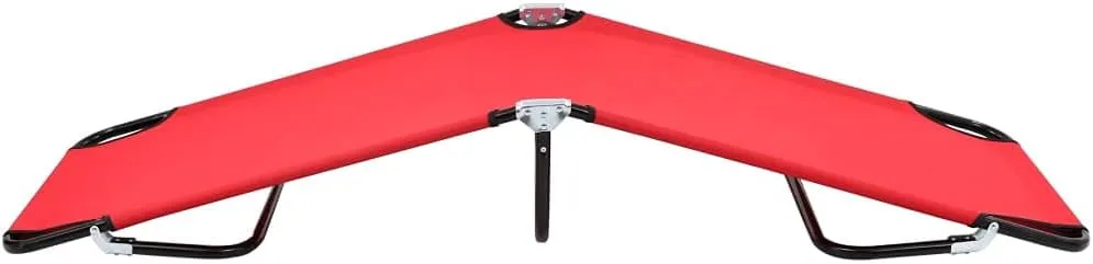 Folding Sun Lounger Red SteelLuxury Sun Loungers with Adjustable Backrest and Cushioned Seat