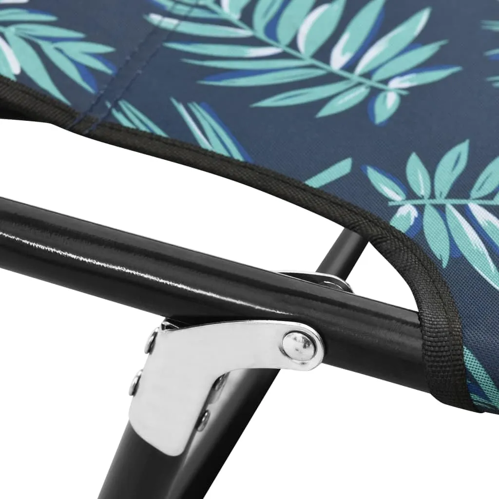 Folding Sun Lounger Steel Leaf PatternLuxury Sun Loungers with Adjustable Backrest and Cushioned Seat