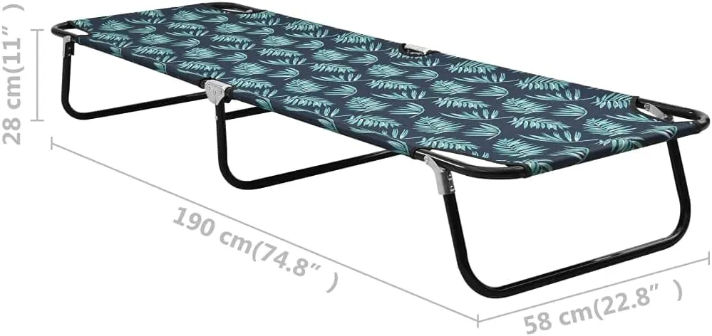 Folding Sun Lounger Steel Leaf PatternLuxury Sun Loungers with Adjustable Backrest and Cushioned Seat