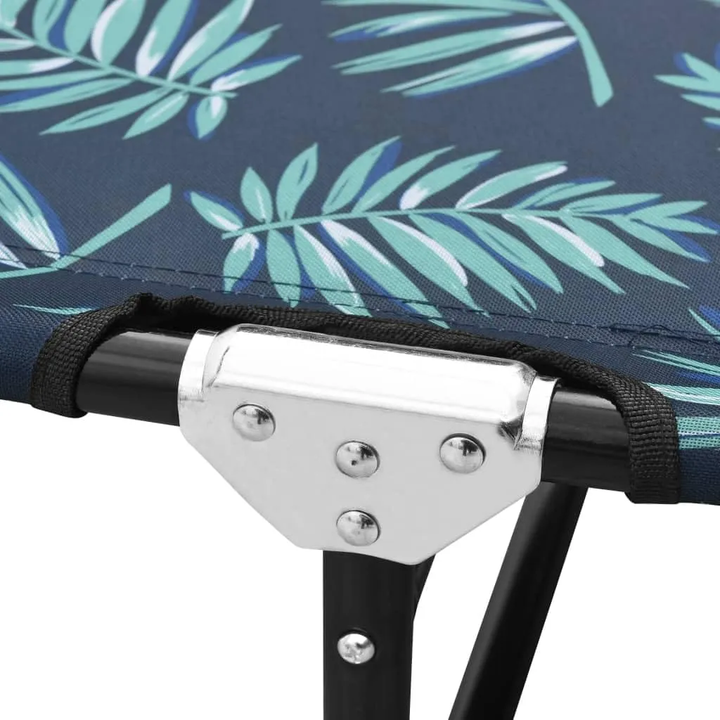 Folding Sun Lounger Steel Leaf PatternLuxury Sun Loungers with Adjustable Backrest and Cushioned Seat