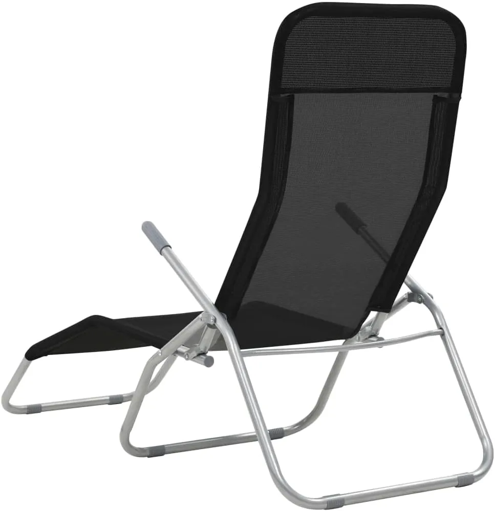 Folding Sun Loungers 2 pcs Textilene BlackLuxury Sun Loungers with Adjustable Backrest and Cushioned Seat