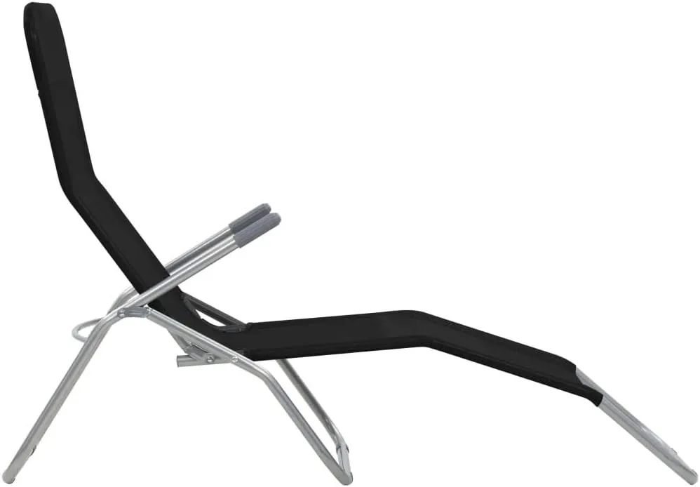 Folding Sun Loungers 2 pcs Textilene BlackLuxury Sun Loungers with Adjustable Backrest and Cushioned Seat