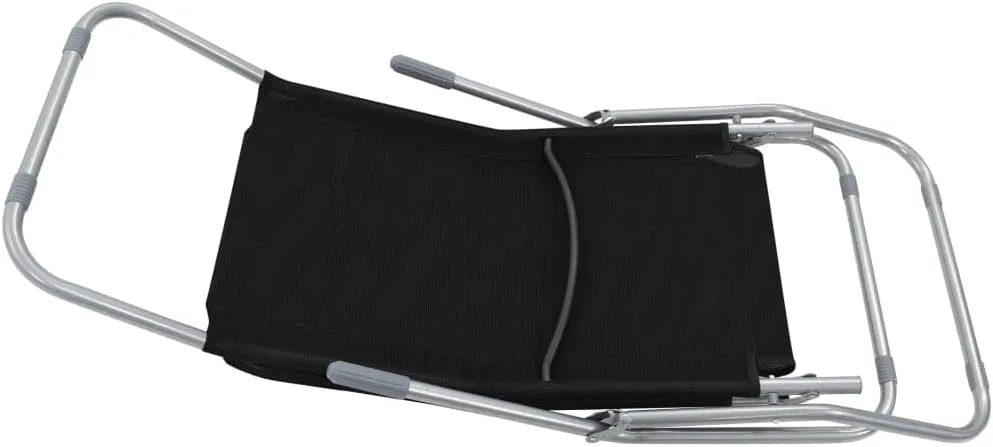 Folding Sun Loungers 2 pcs Textilene BlackLuxury Sun Loungers with Adjustable Backrest and Cushioned Seat