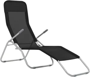 Folding Sun Loungers 2 pcs Textilene BlackLuxury Sun Loungers with Adjustable Backrest and Cushioned Seat