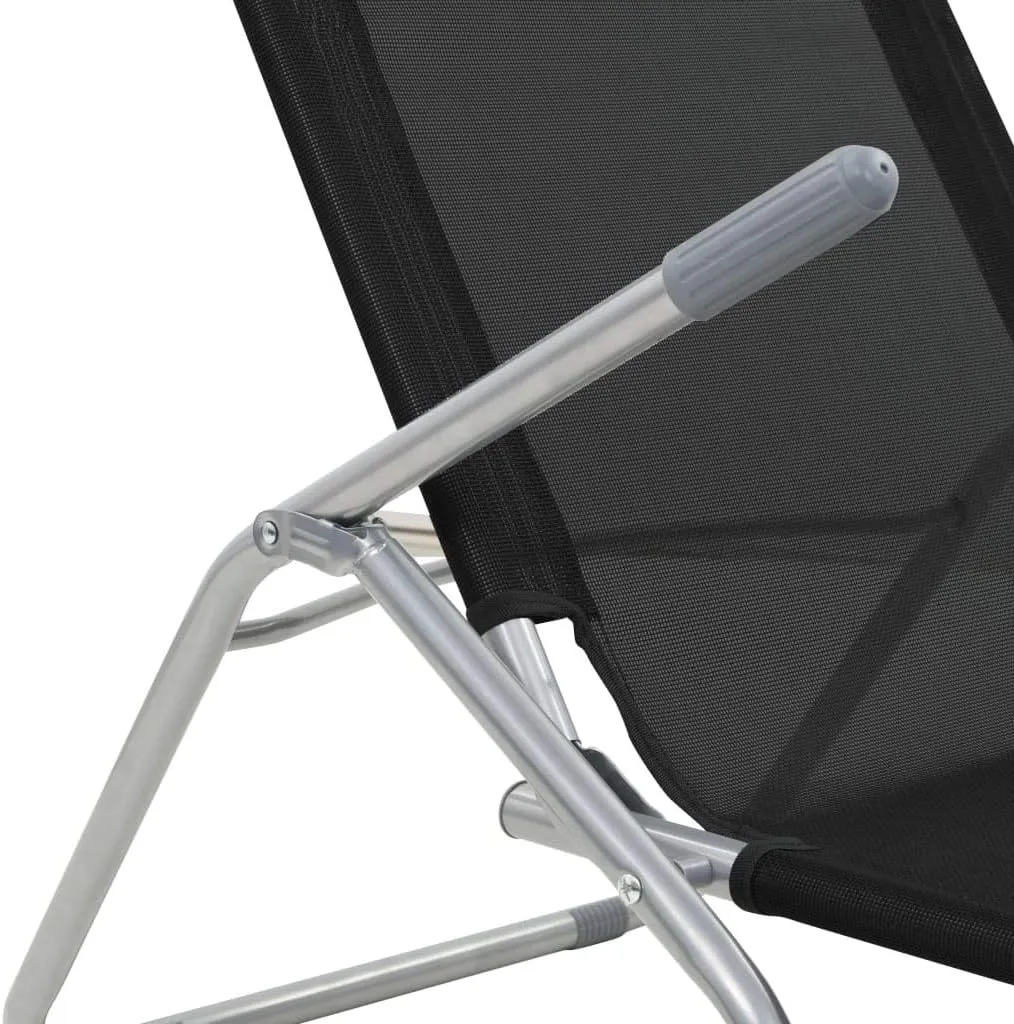 Folding Sun Loungers 2 pcs Textilene BlackLuxury Sun Loungers with Adjustable Backrest and Cushioned Seat