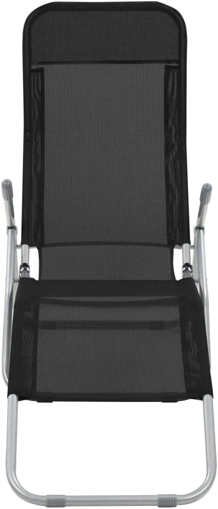 Folding Sun Loungers 2 pcs Textilene BlackLuxury Sun Loungers with Adjustable Backrest and Cushioned Seat