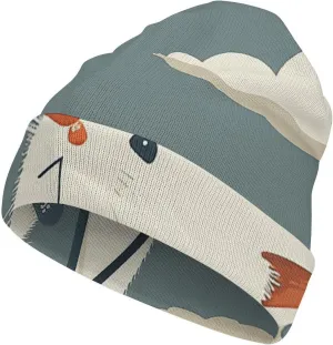 Full Printed Knitted Hat, Wearing Orange Binoculars Print Comfortable & Stylish Knitted Cap Outdoor Activity Hat