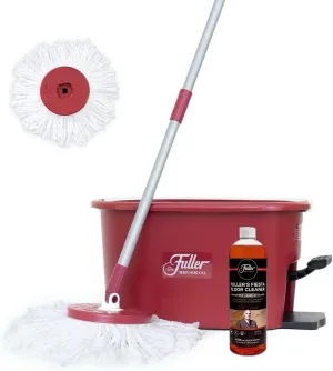 Fuller Brush Spin Mop Exclusive Bucket System   Fuller Brush Fiesta Floor Cleaner Liquid Concentrate - Eco Multi-Surface & Industrial Cleaning for Hardwood, Laminate, Linoleum, Tile & Ceramic Floors