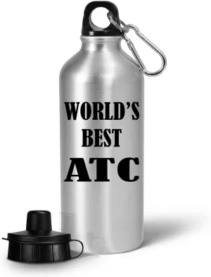 Funny Gifts for WorldsBest ATC Water Bottle Tumbler Reusable Portable Drinkware - Air Traffic Controller Aviation Control Tower Flight ATCO Appreciation Idea Cute Gag Recognition Award Reward
