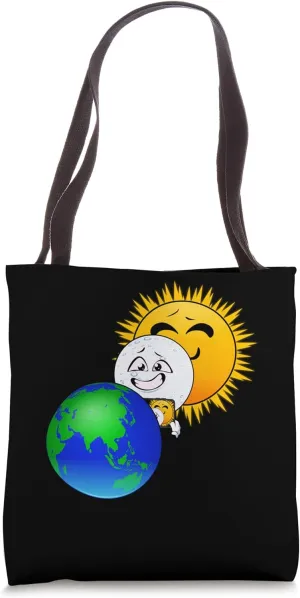 Funny Total Solar Eclipse Totality Moon Earth Sun Photobomb Tote Bag