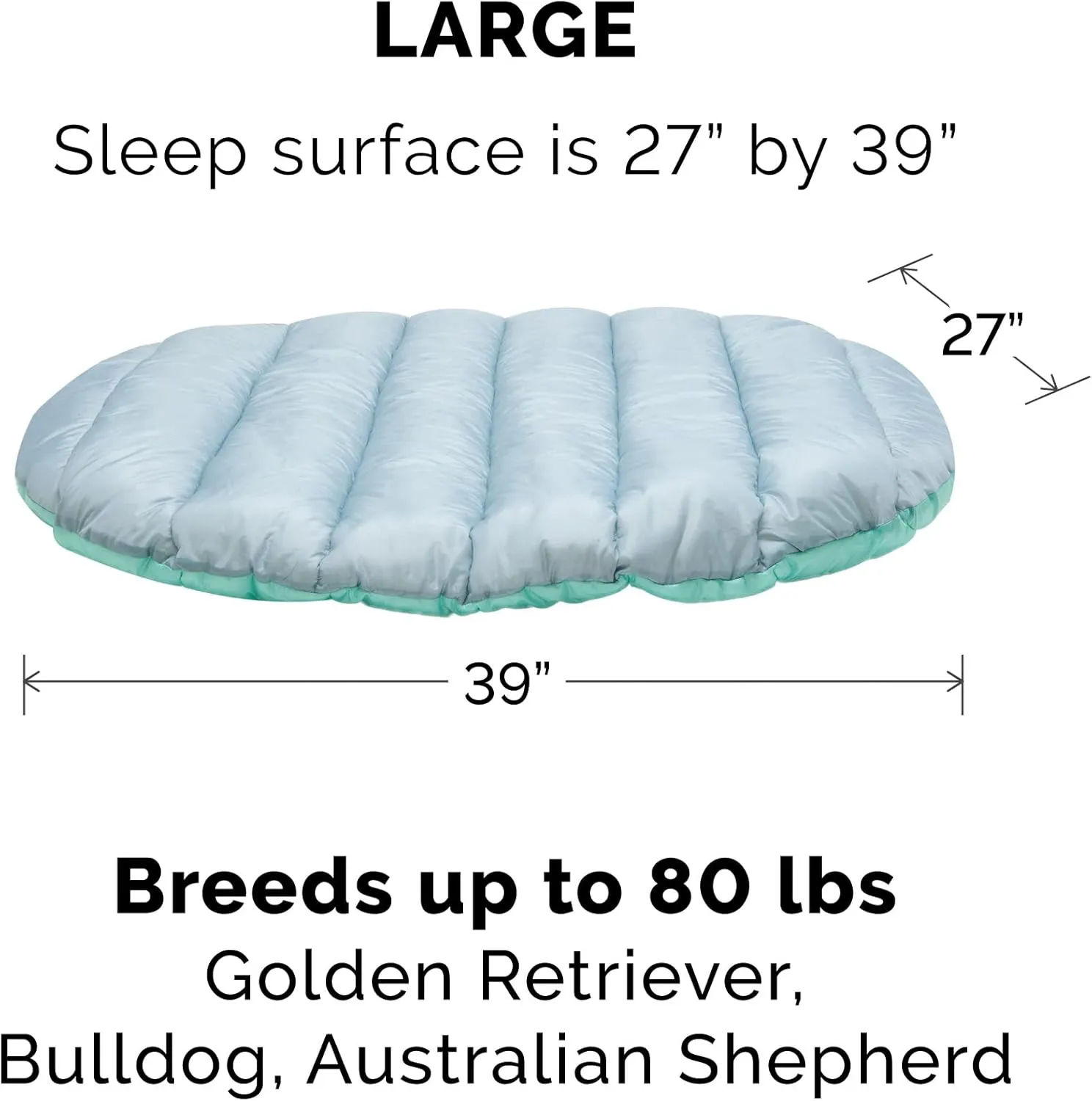 Furhaven Outdoor Travel Dog Bed for Large/Medium Dogs w/ Carry Bag, Washable & Foldable, Great for Crates & Kennels - Trail Pup Travel Pillow Mat w/ Stuff Sack Bag - Aqua/Granite Gray, Large