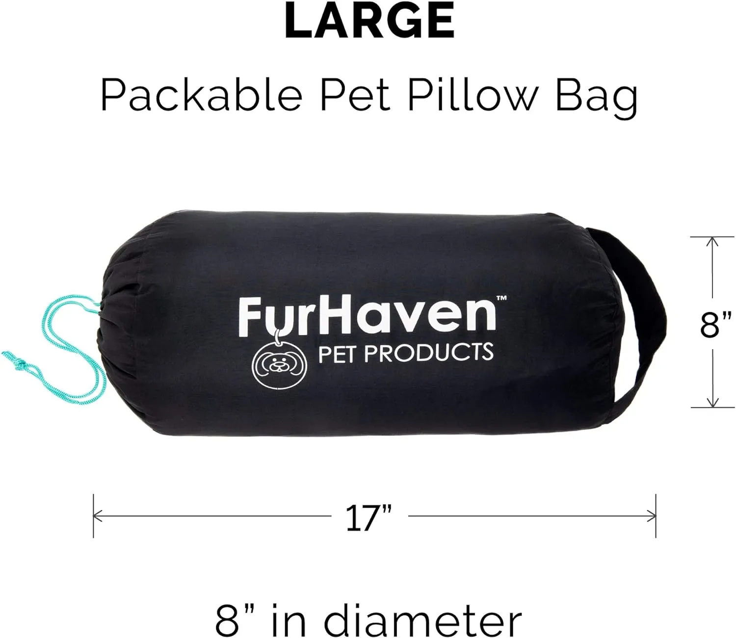 Furhaven Outdoor Travel Dog Bed for Large/Medium Dogs w/ Carry Bag, Washable & Foldable, Great for Crates & Kennels - Trail Pup Travel Pillow Mat w/ Stuff Sack Bag - Aqua/Granite Gray, Large