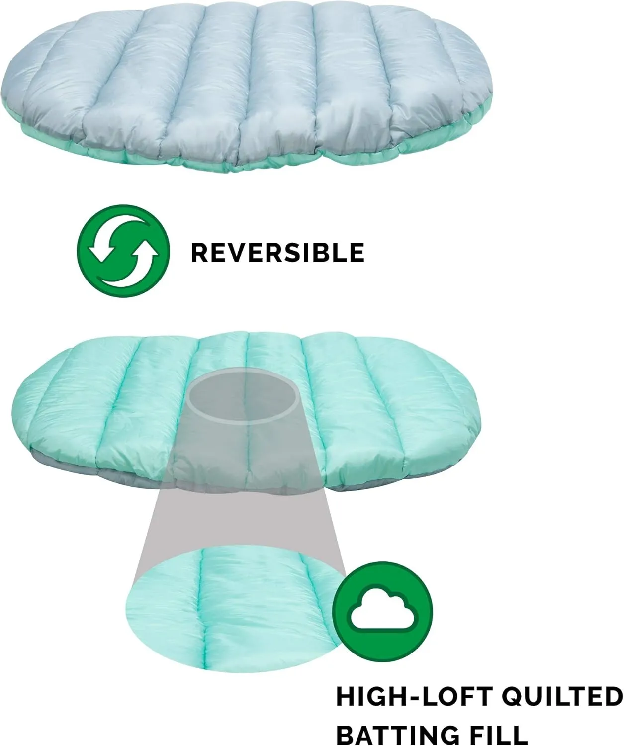Furhaven Outdoor Travel Dog Bed for Large/Medium Dogs w/ Carry Bag, Washable & Foldable, Great for Crates & Kennels - Trail Pup Travel Pillow Mat w/ Stuff Sack Bag - Aqua/Granite Gray, Large