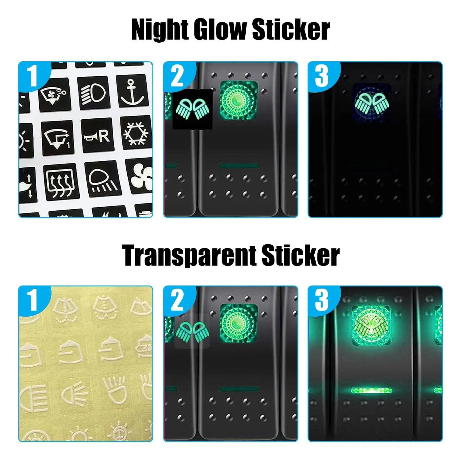 FXC 5 Gang Aluminum Rocker Switch Panel Green Backlit with PD Type C and QC 3.0 USB Charger Voltmeter Waterproof 12V 24V DC Rocker Switch Box for Car Trucks Boats RVs