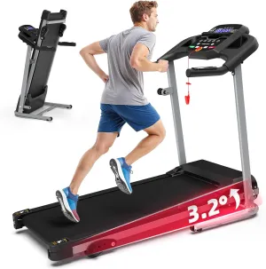 FYC Compact Folding Treadmill for Home - 2.5HP Quiet Brushless Motor, 3-Level Incline, 7.5 MPH, Shock Absorption, Space-Saving Design for Running, Walking - Treadmill for Small Spaces & Home Use