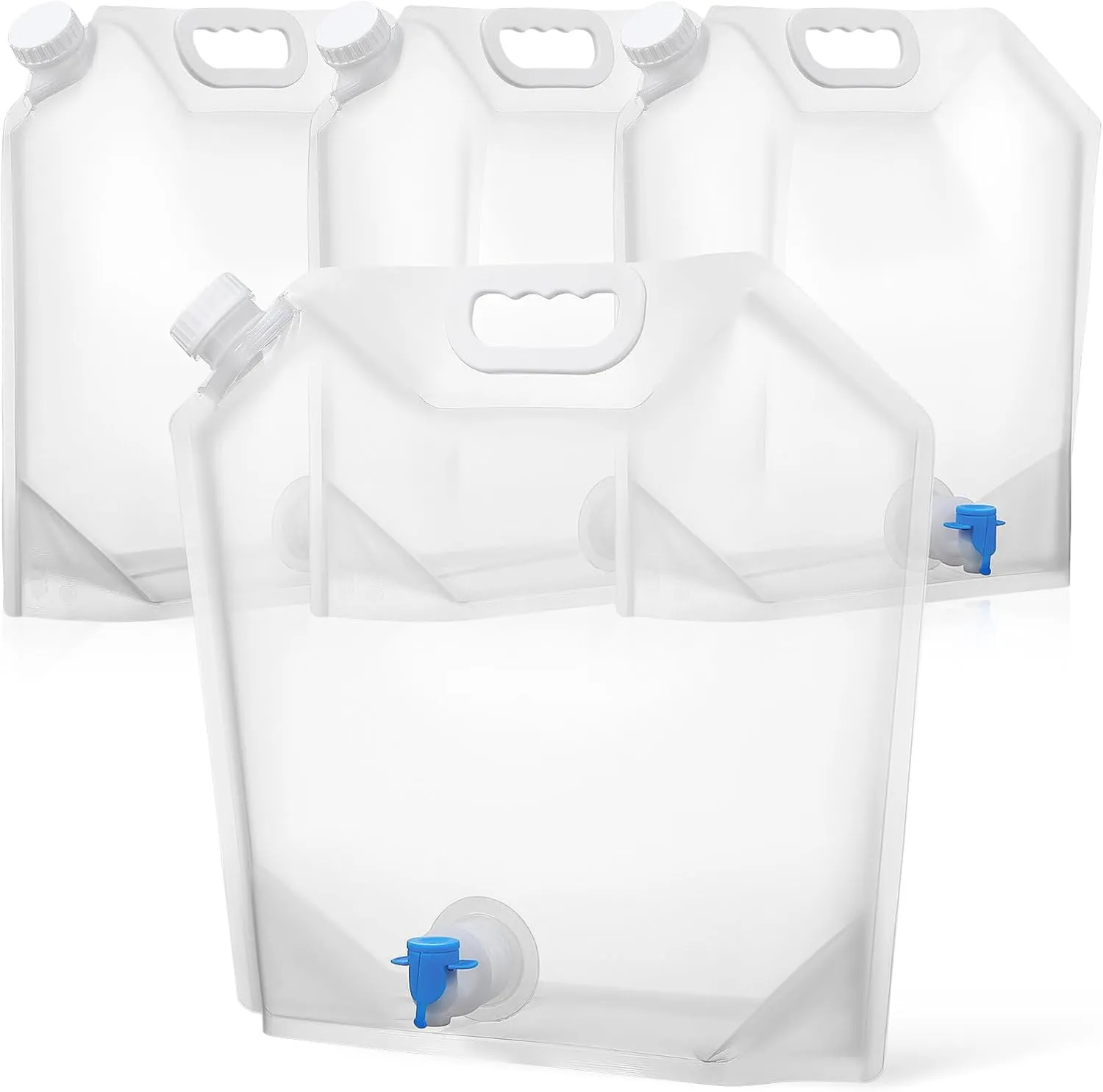 GANAZONO Water Container with Spigot 4 Pcs Camping Water Storage Carrier Jug 10L for Outdoors Hiking Backpack Foldable Portable Water Bottles
