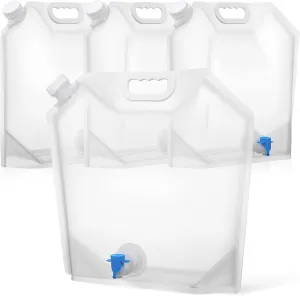 GANAZONO Water Container with Spigot 4 Pcs Camping Water Storage Carrier Jug 10L for Outdoors Hiking Backpack Foldable Portable Water Bottles