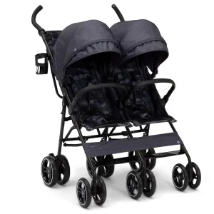 GAP babyGap Classic Side-by-Side Double Stroller - Lightweight Double Stroller with Recline, Extendable Sun Visors & Compact Fold - Made with Sustainable Materials, Black Camo