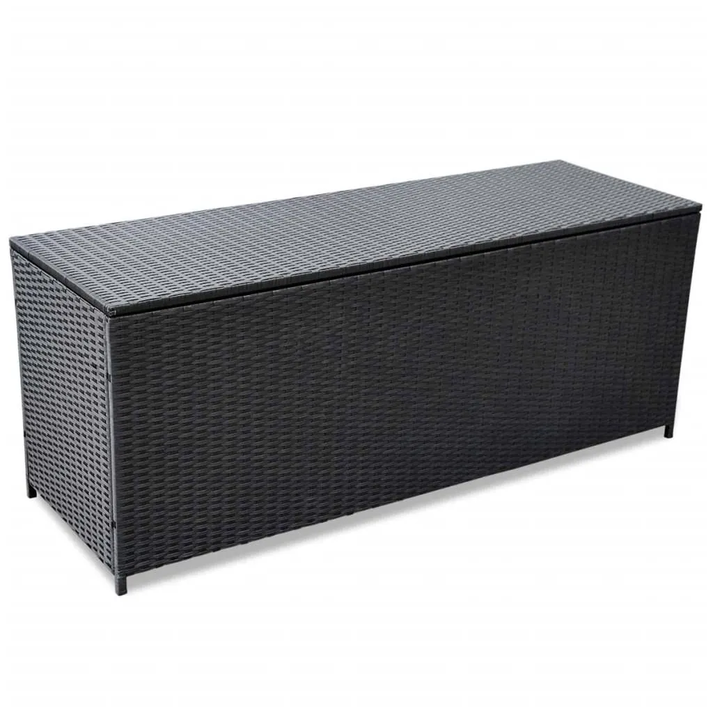 Garden Storage Box Poly Rattan Container Home Organizer Gray/Brown